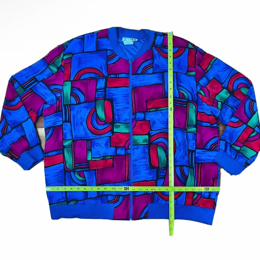Vintage 90s Women Large Teddi Multicolor Colorful Zip Light Jacket Windbreaker